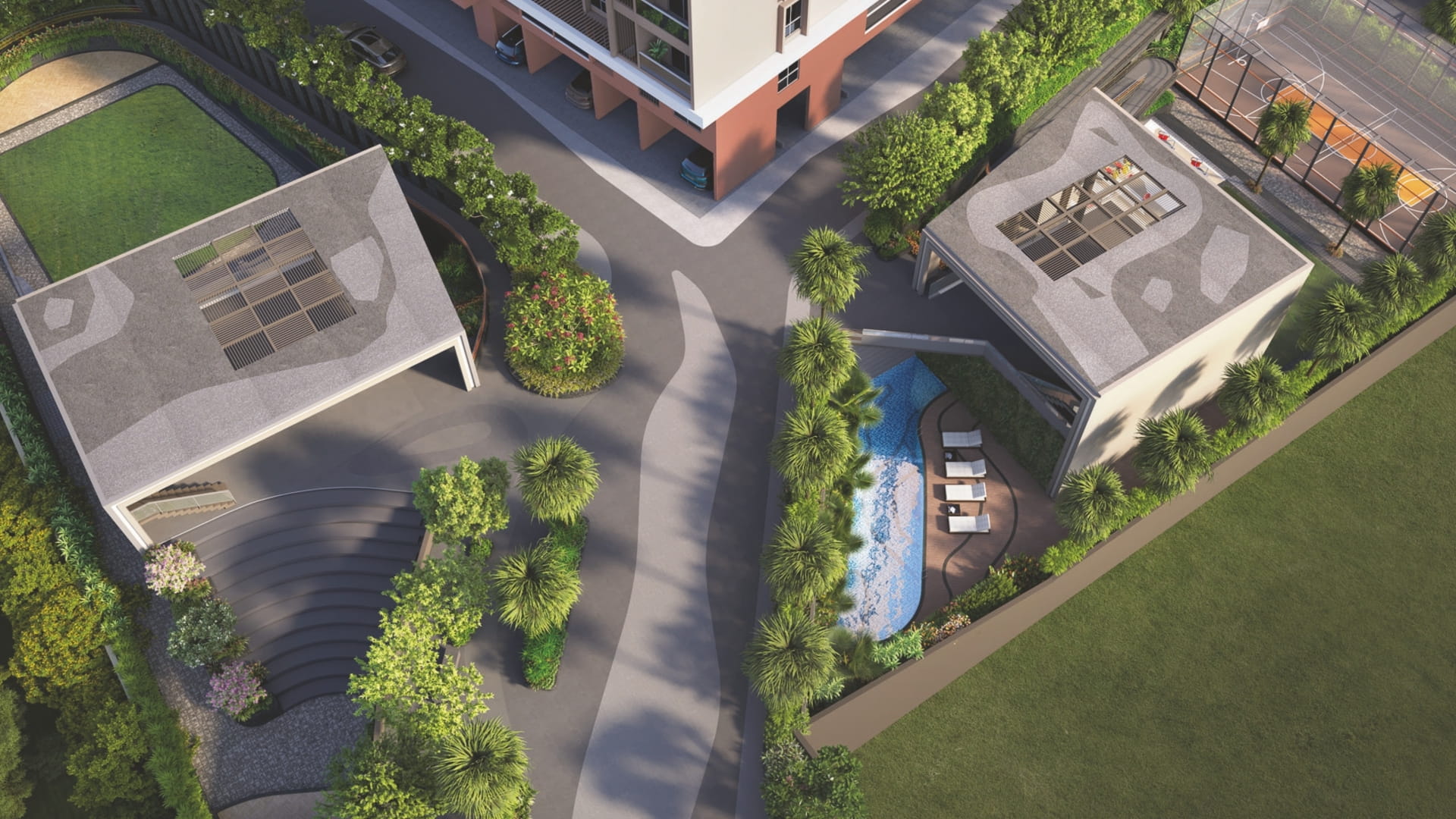 Mangalam Starview Aerial Podium Deck Amenities